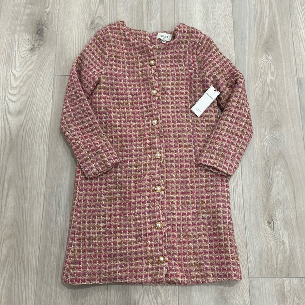 NWT RED DRESS tweed pink dress. Size small.